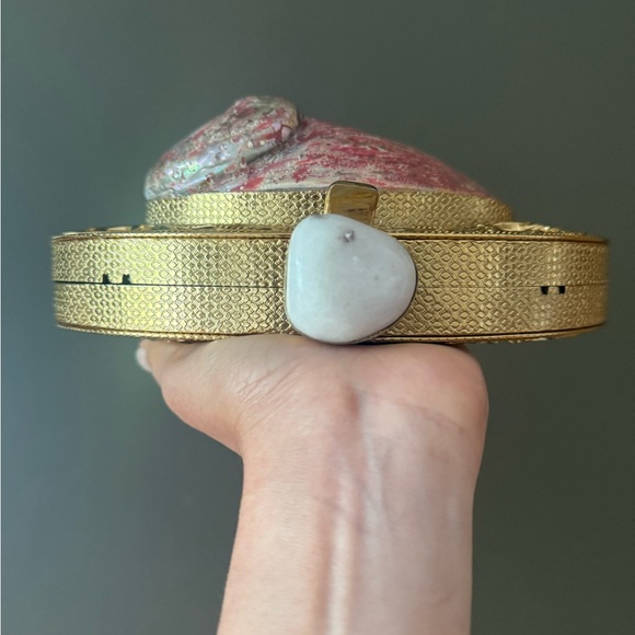 Gold and Pink Shell Clutch